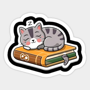 Cute girl sleeping on the book Sticker